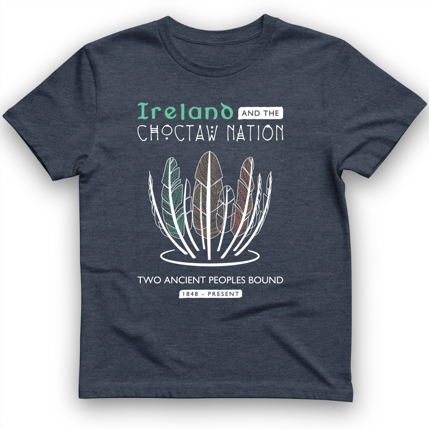 Irish-Choctaw Friendship T-Shirt Heather Navy / S