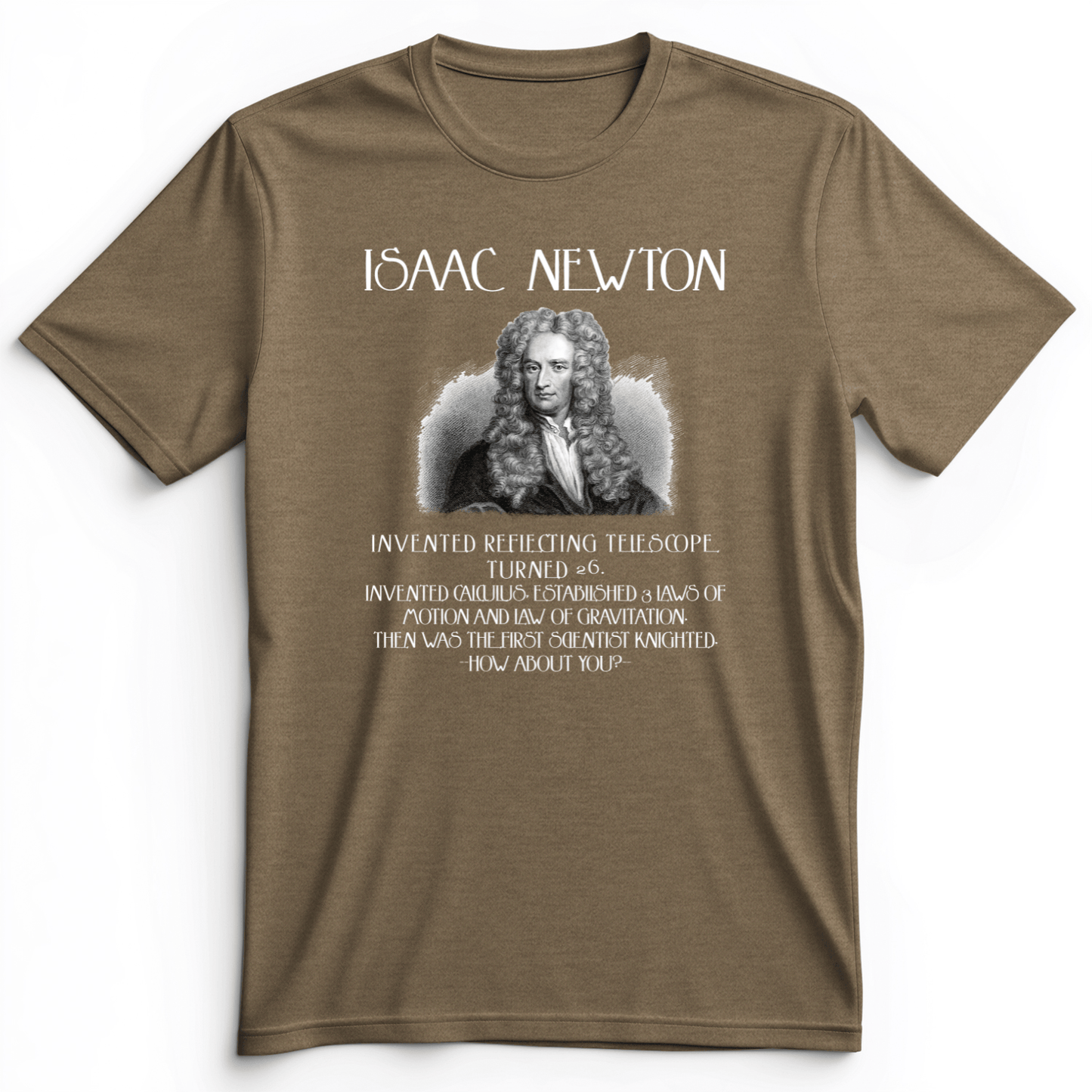 Isaac Newton Premium Tee Heather Olive / S