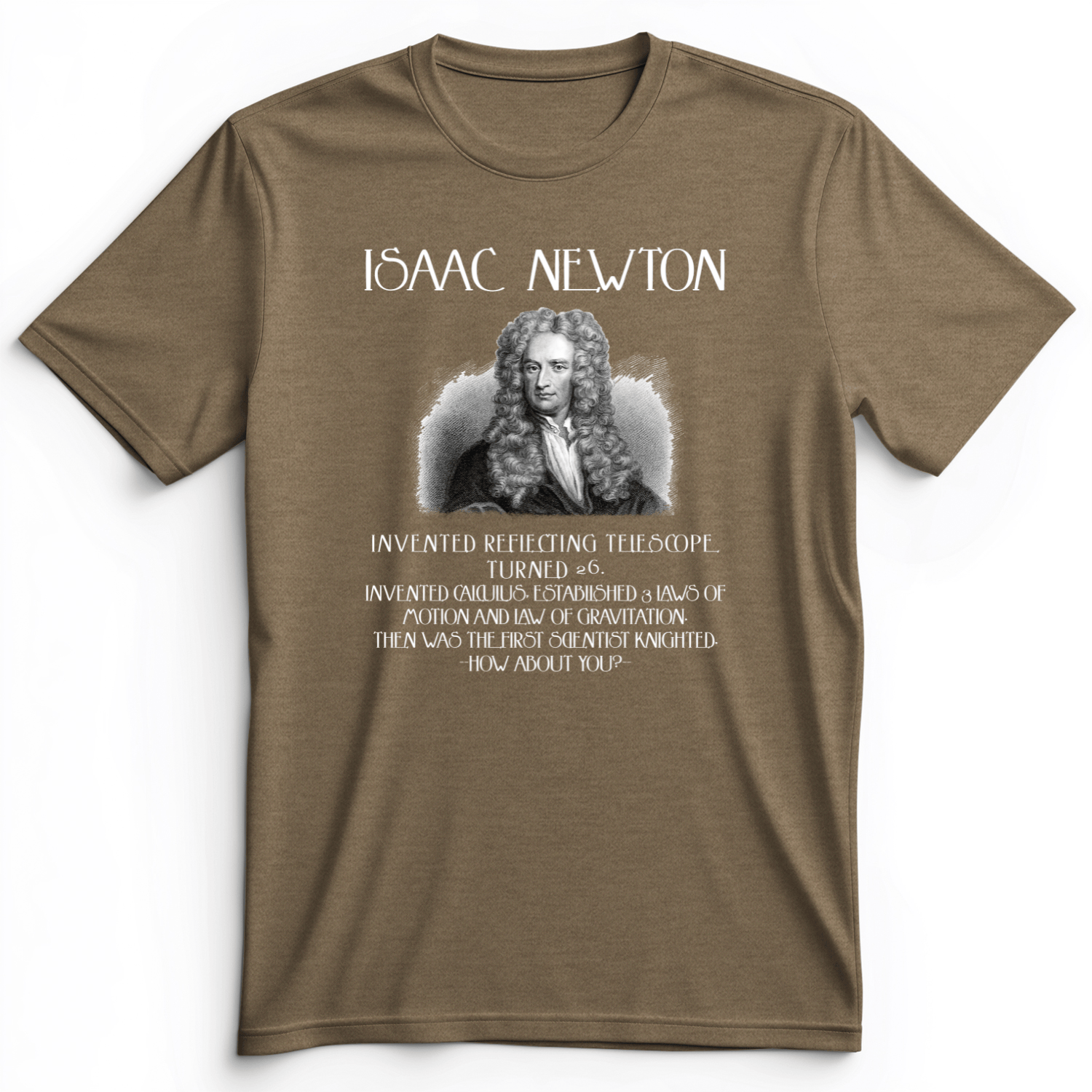 Isaac Newton Premium Tee Heather Olive / S