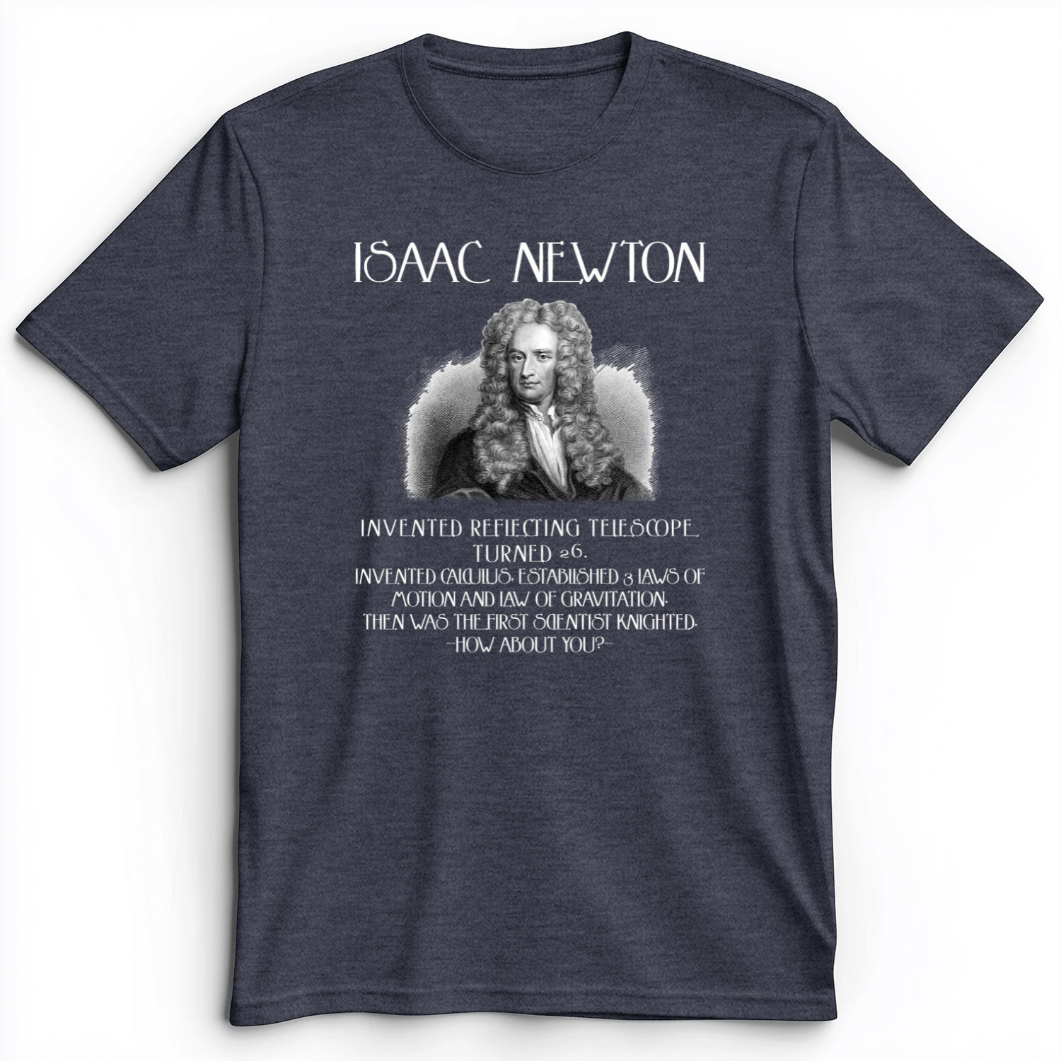 Isaac Newton Premium Tee Heather Navy / S