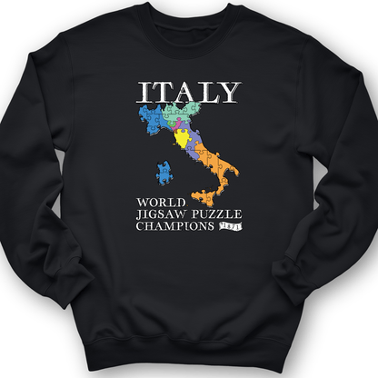 Italy Jigsaw Puzzle Crewneck Black / S