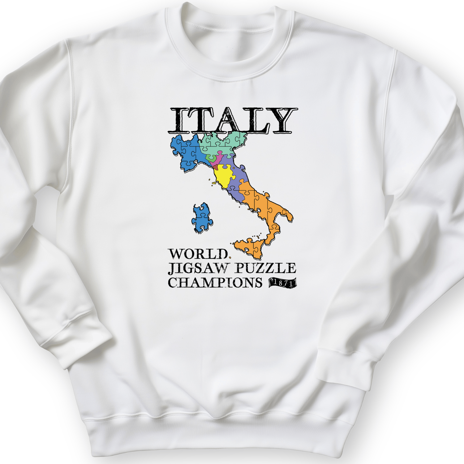 Italy Jigsaw Puzzle Crewneck White / S