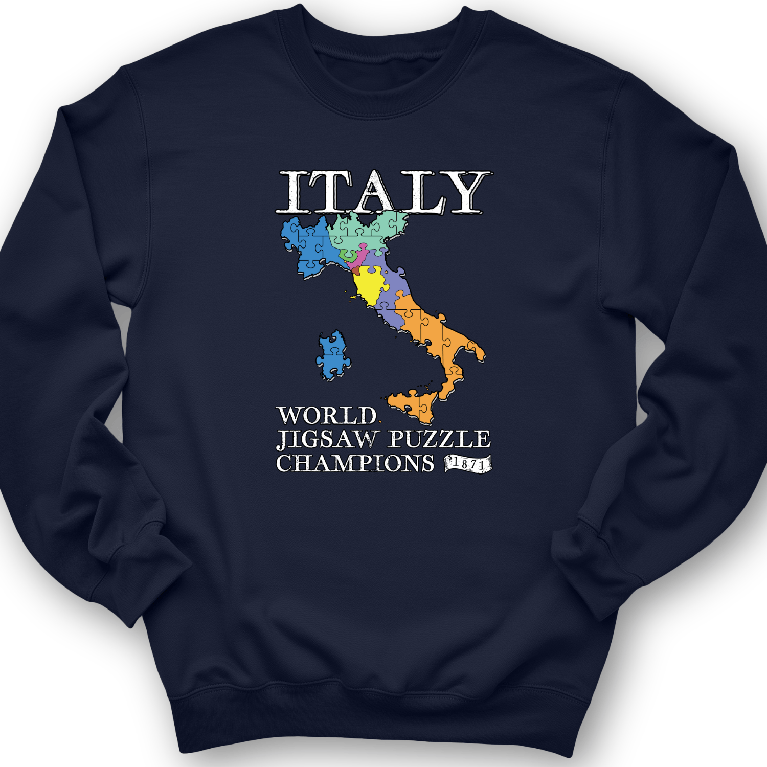Italy Jigsaw Puzzle Crewneck Navy / S