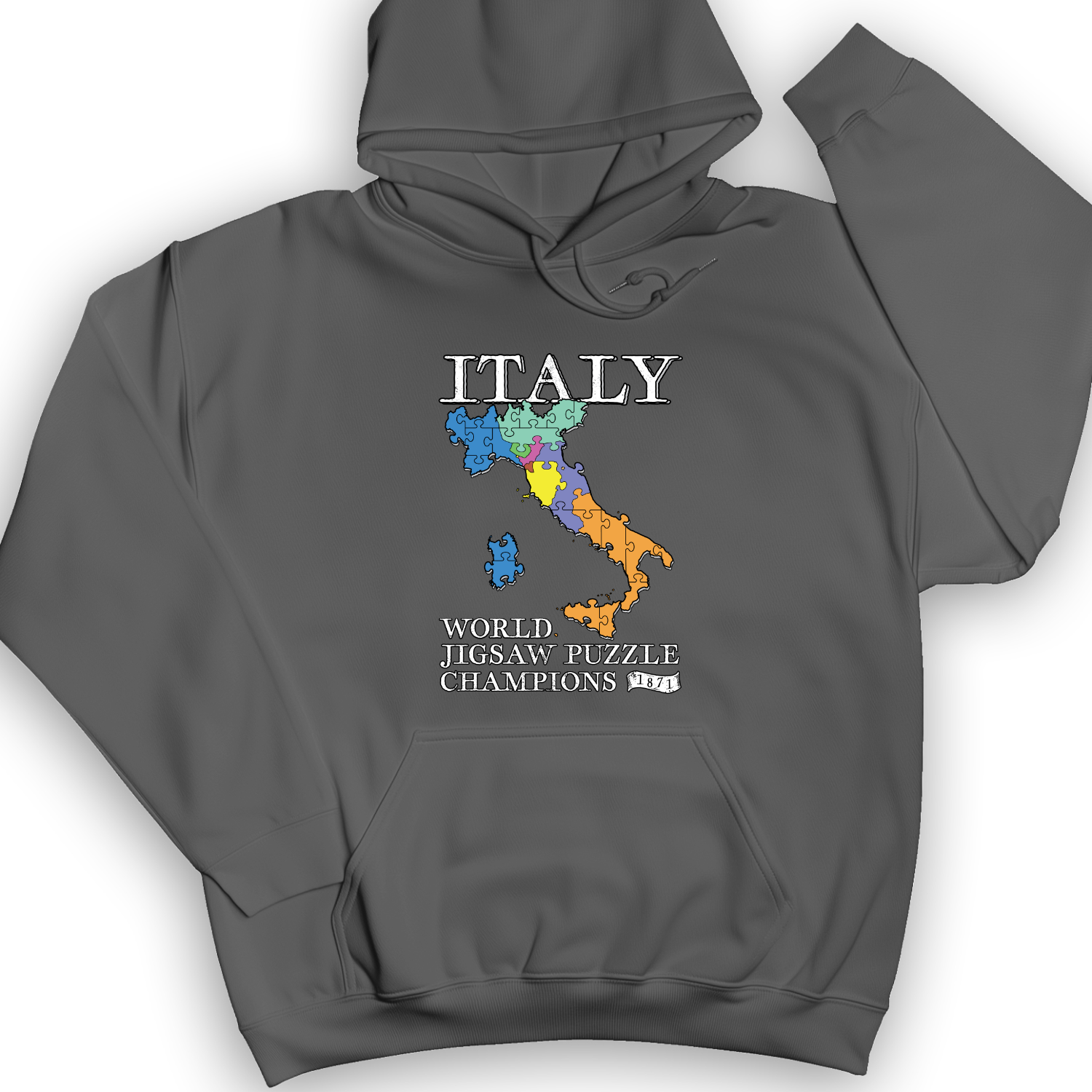 Italy Jigsaw Puzzle Hoodie Charcoal / S