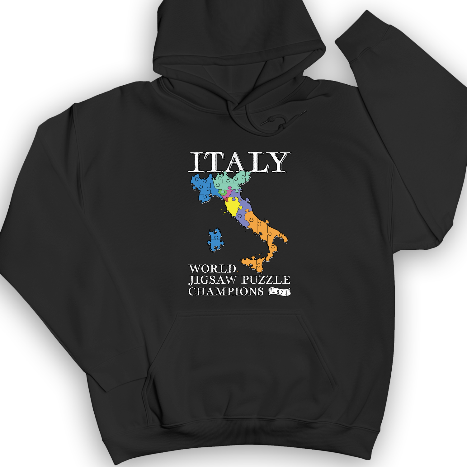 Italy Jigsaw Puzzle Hoodie Black / S