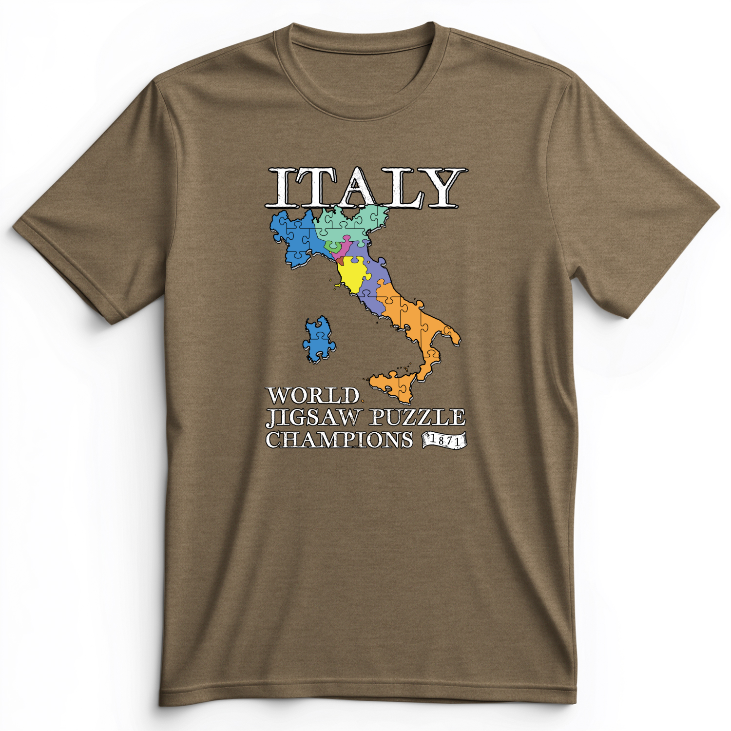 Italy Jigsaw Puzzle Premium Tee Heather Olive / S