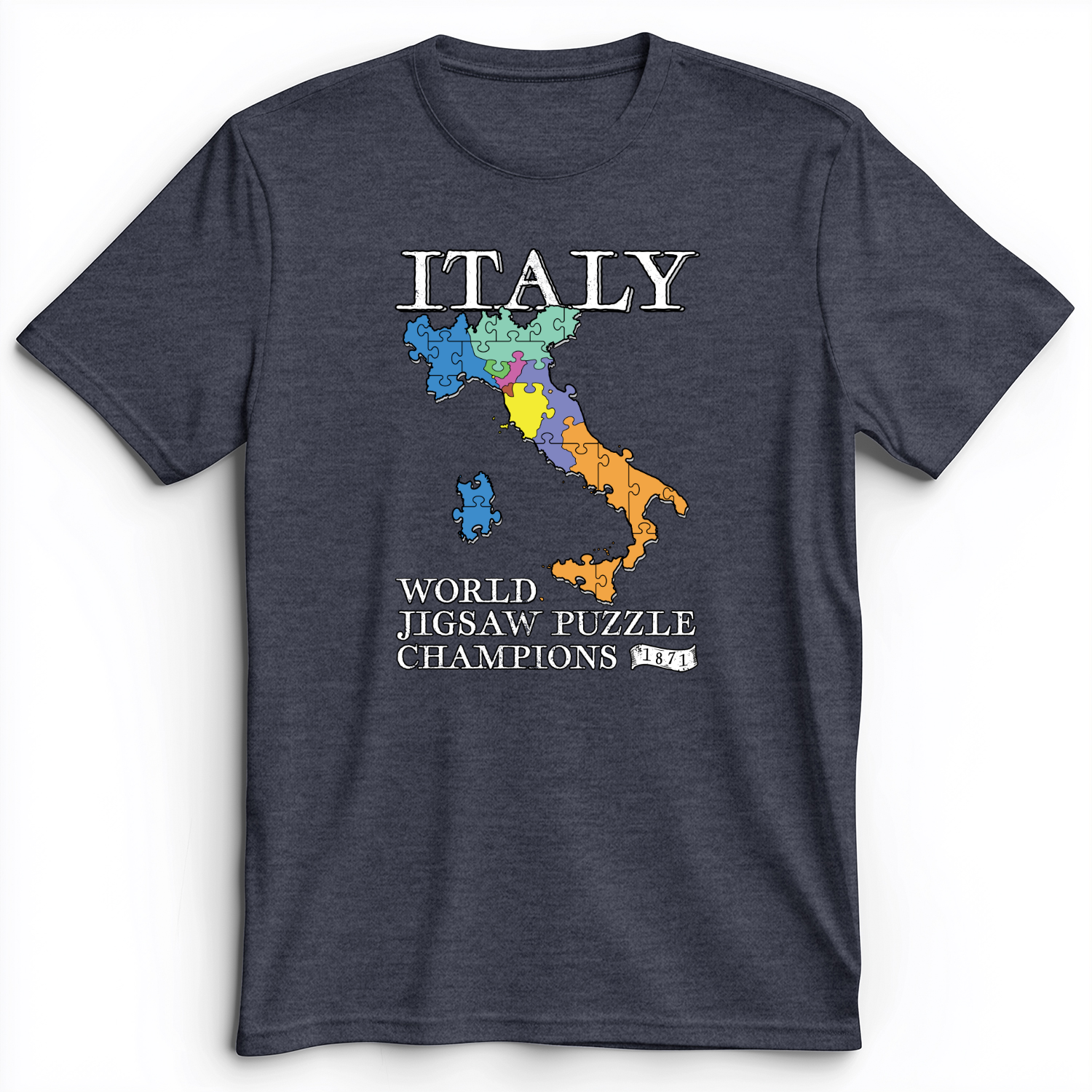 Italy Jigsaw Puzzle Premium Tee Heather Navy / S