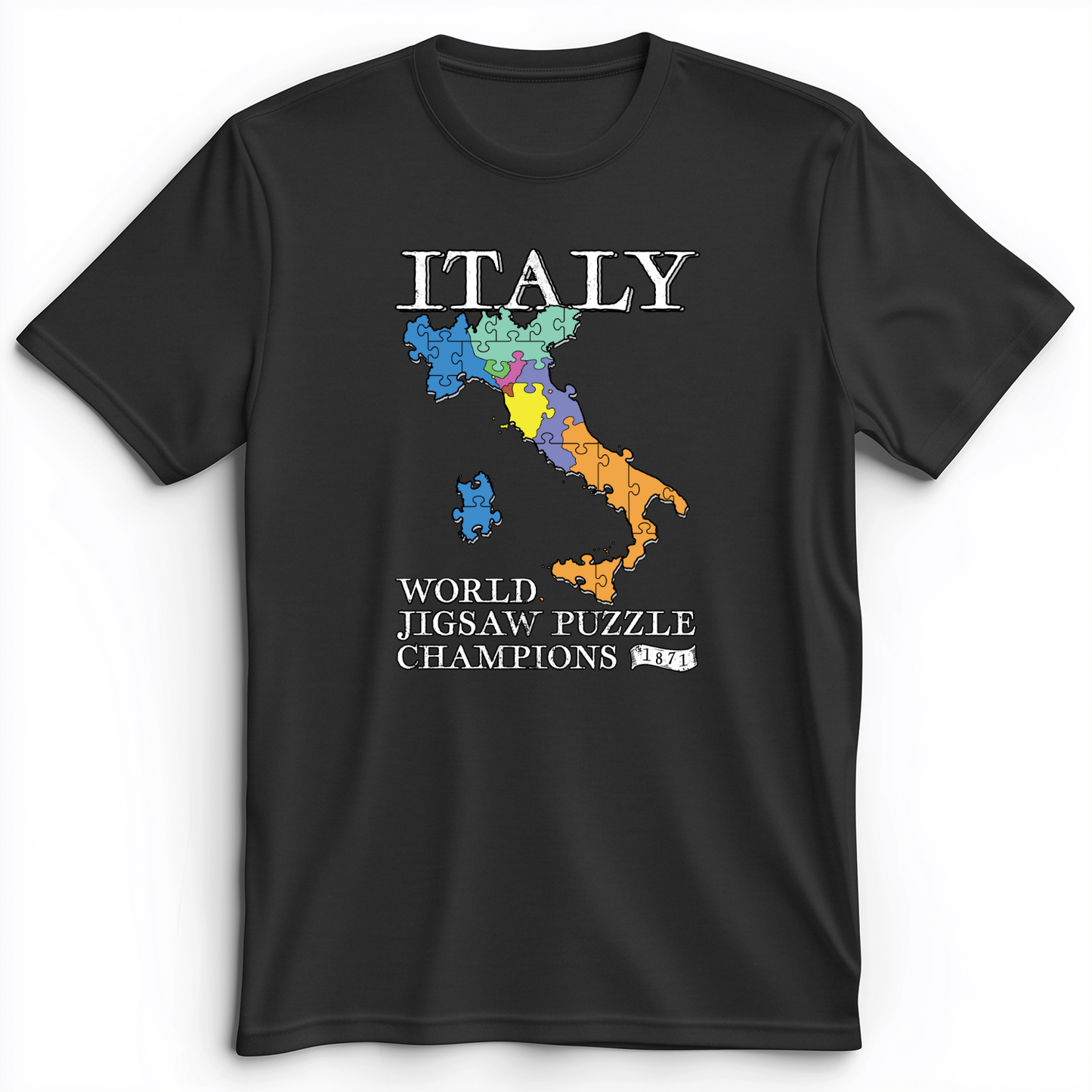 Italy Jigsaw Puzzle Premium Tee Dark Grey Heather / S