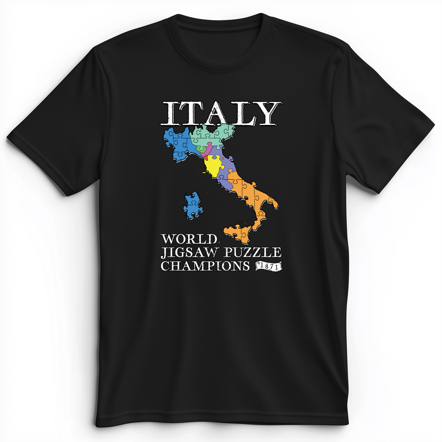 Italy Jigsaw Puzzle Premium Tee Black / S