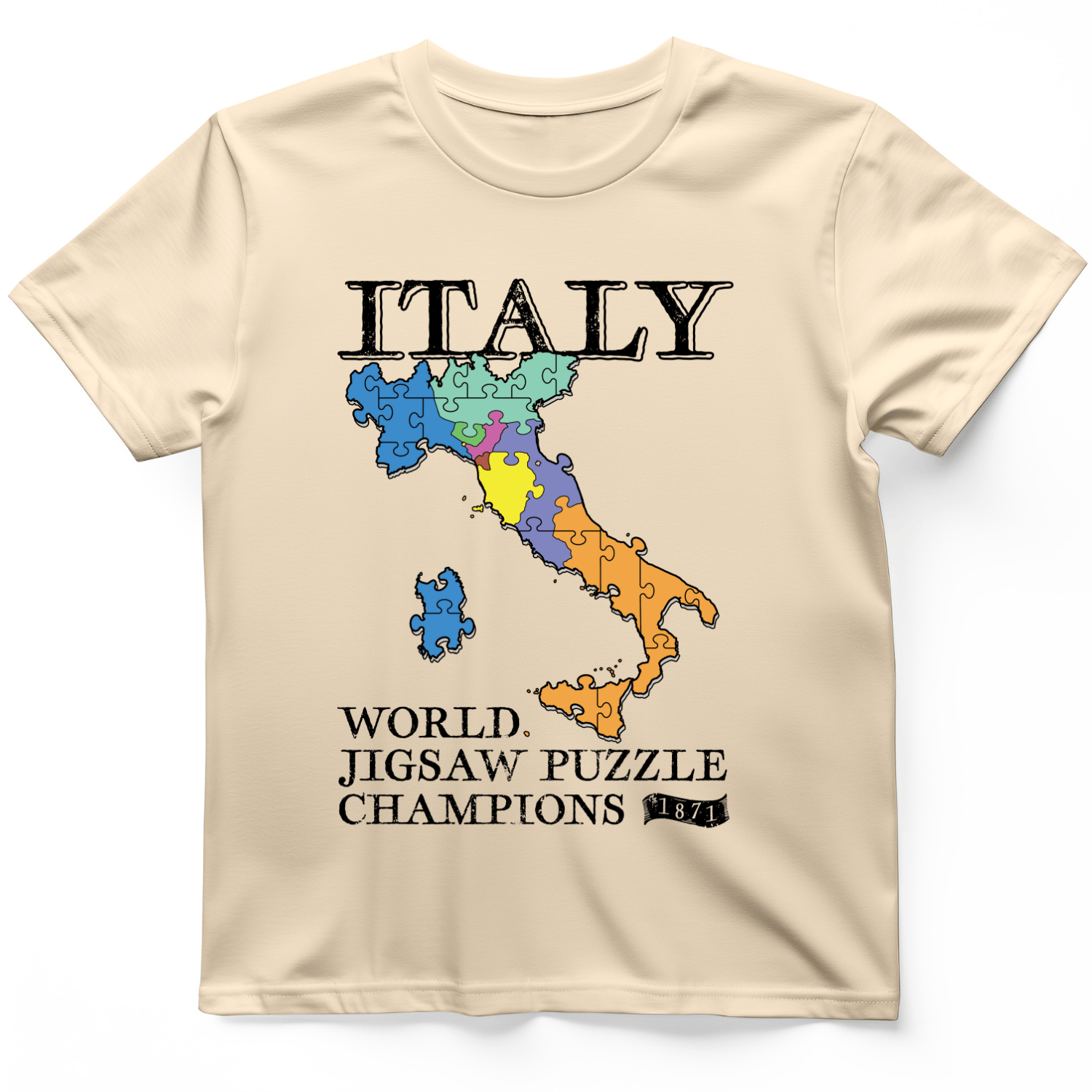Italy Jigsaw Puzzle T-Shirt Natural / S