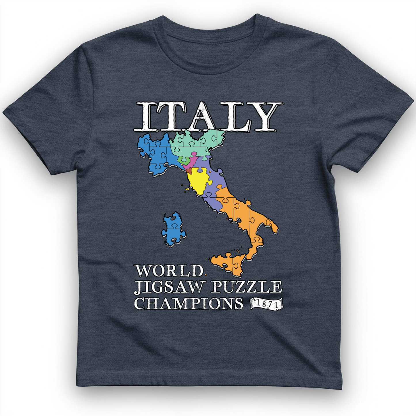 Italy Jigsaw Puzzle T-Shirt Heather Navy / S