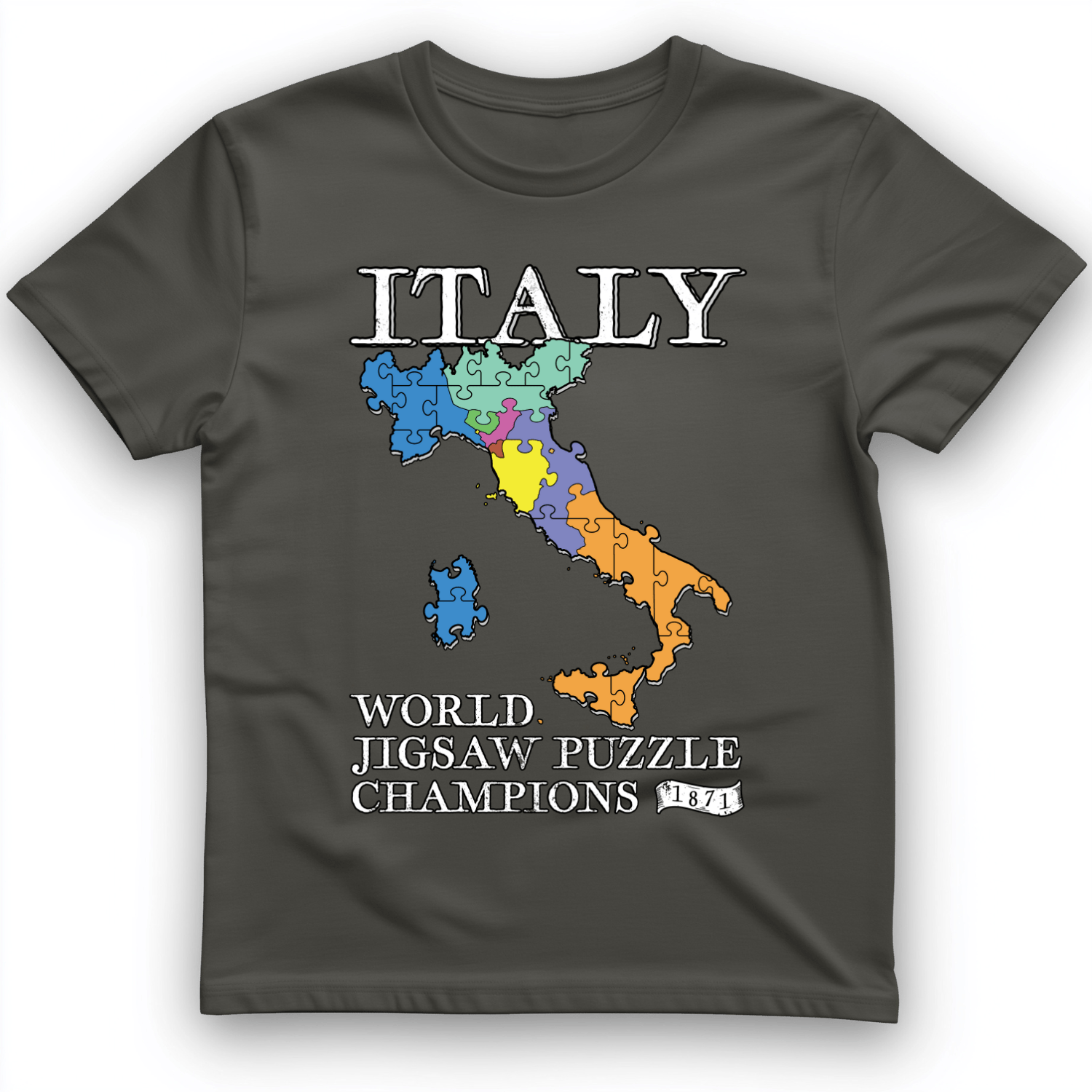 Italy Jigsaw Puzzle T-Shirt Charcoal / S