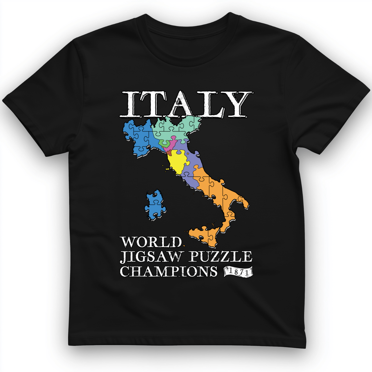 Italy Jigsaw Puzzle T-Shirt Black / S