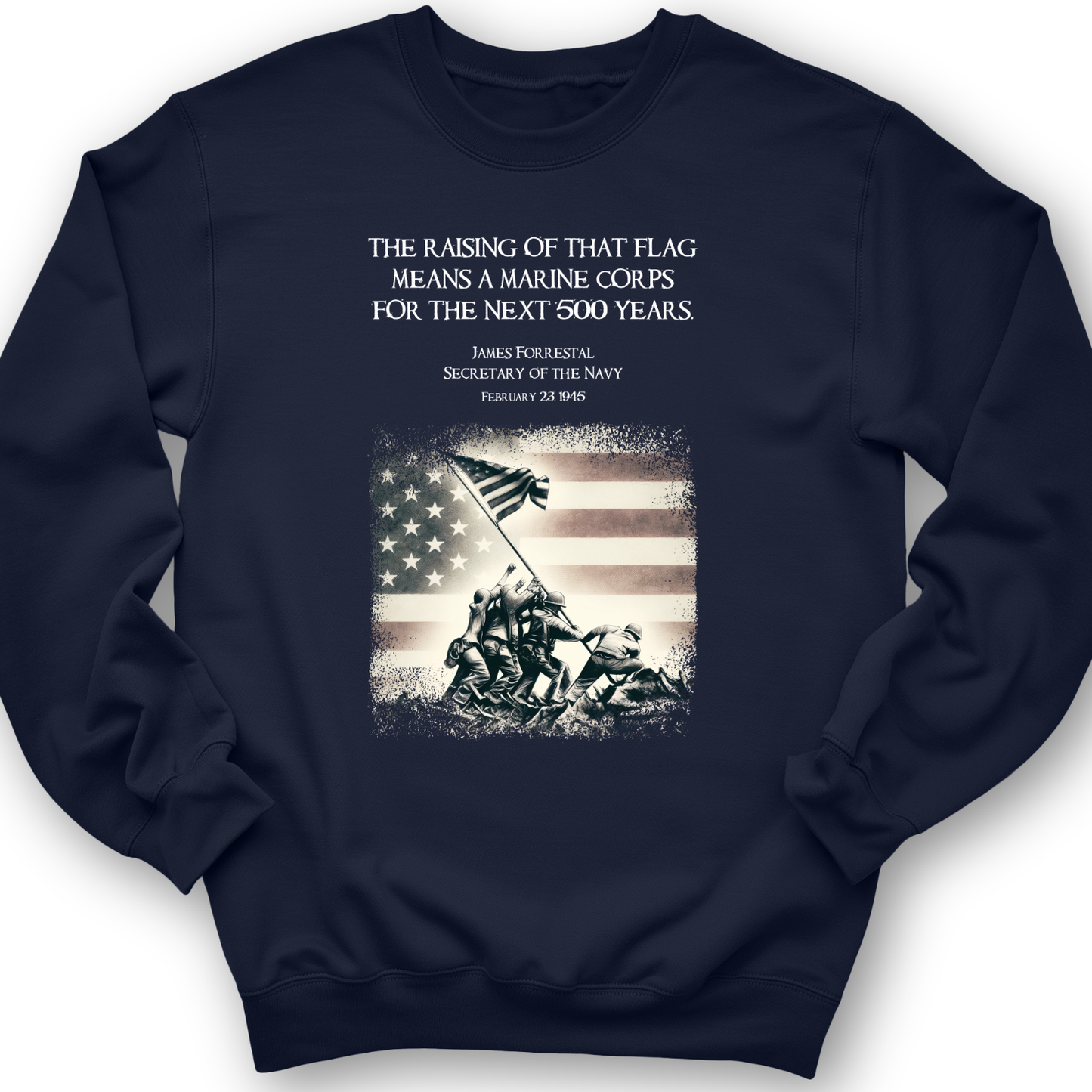 Iwo Jima Flag Crewneck Navy / S