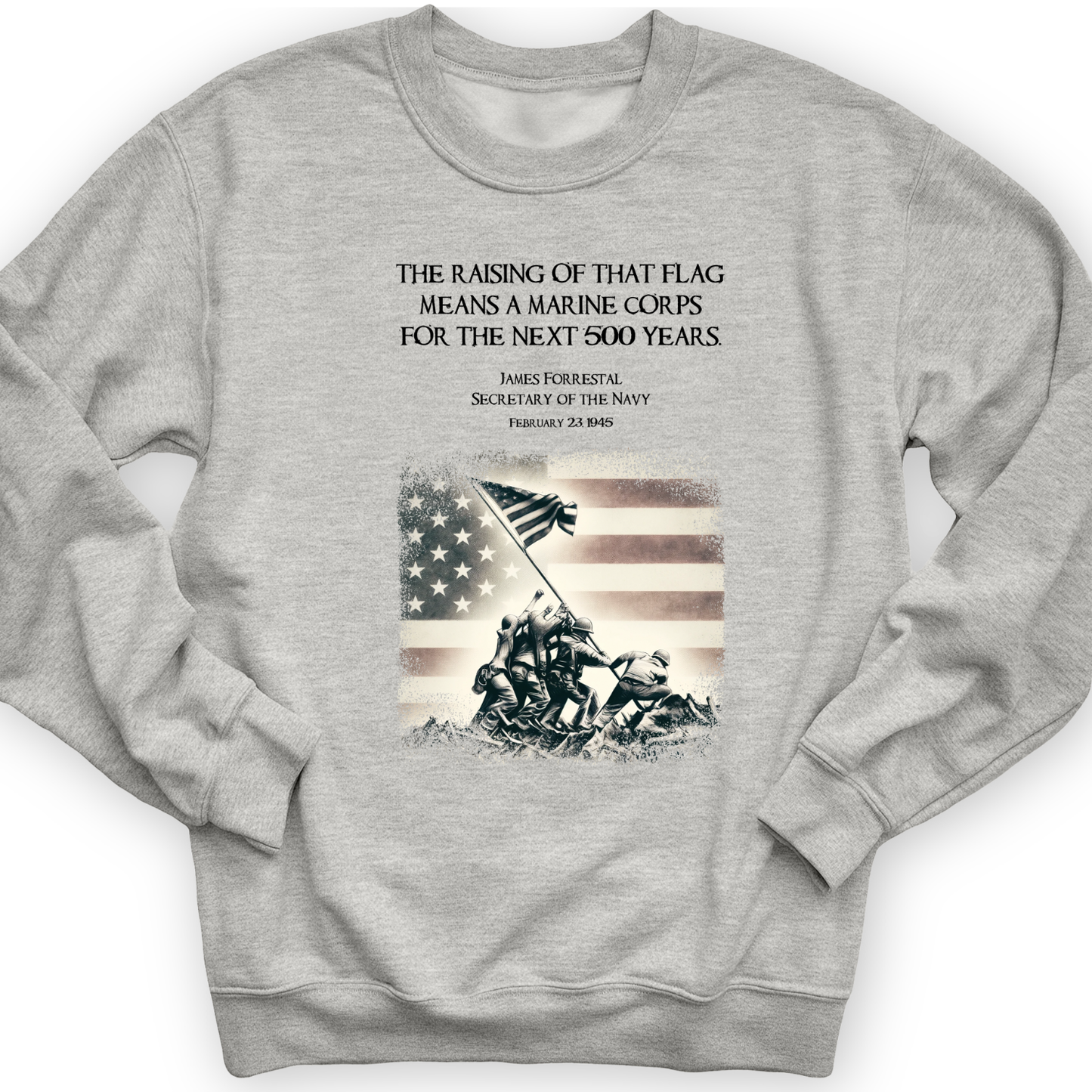 Iwo Jima Flag Crewneck Sport Grey / S