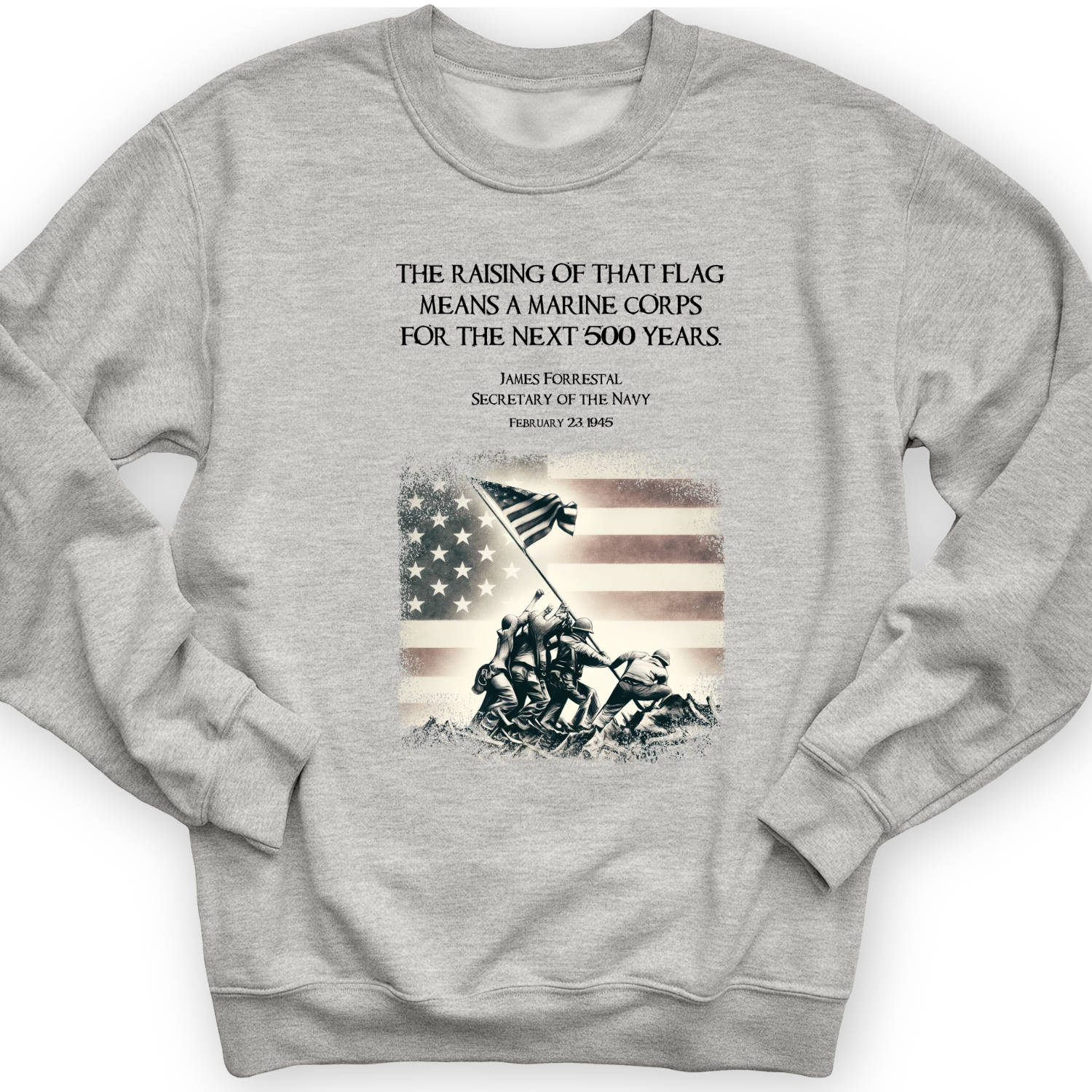 Iwo Jima Flag Crewneck Sport Grey / S