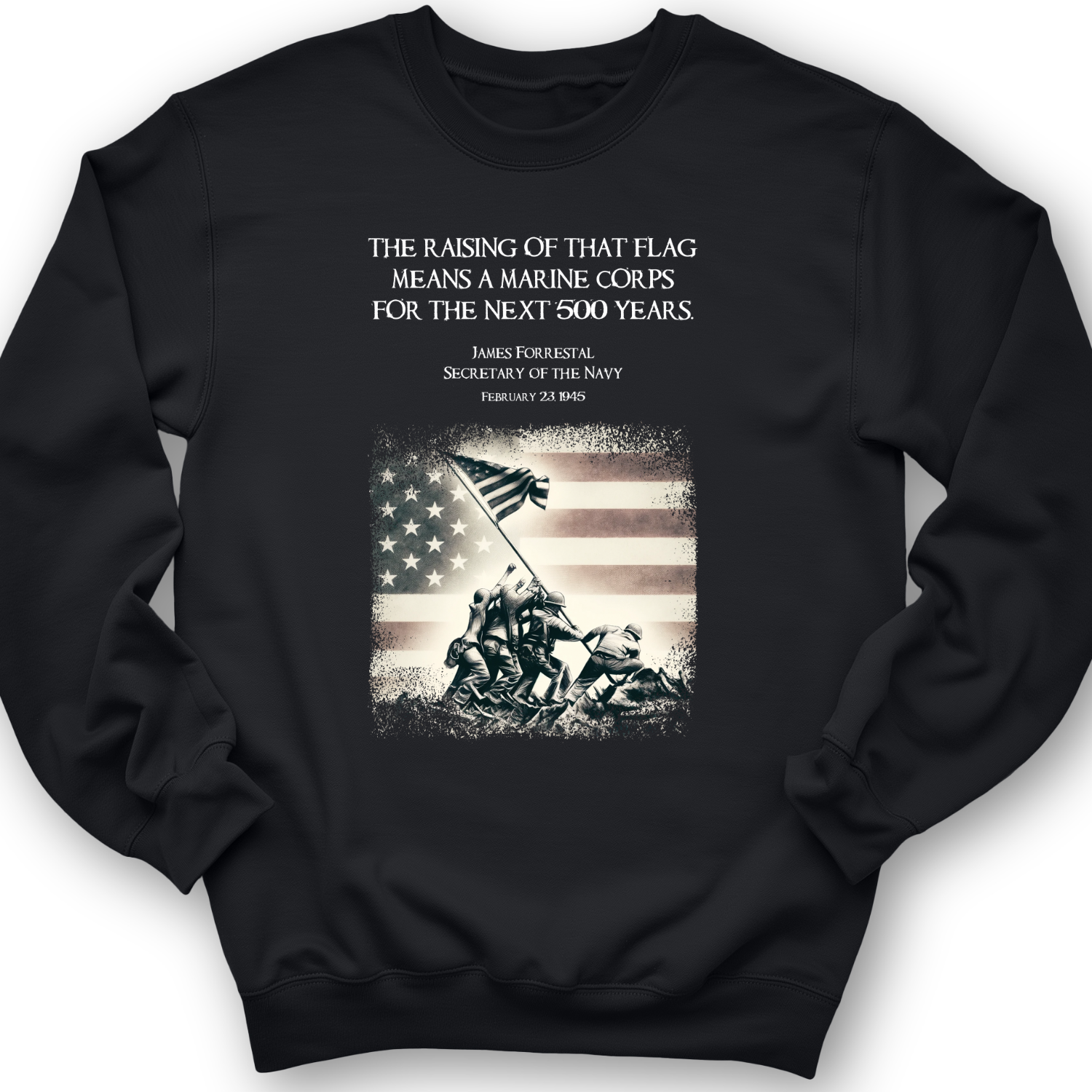 Iwo Jima Flag Crewneck Black / S