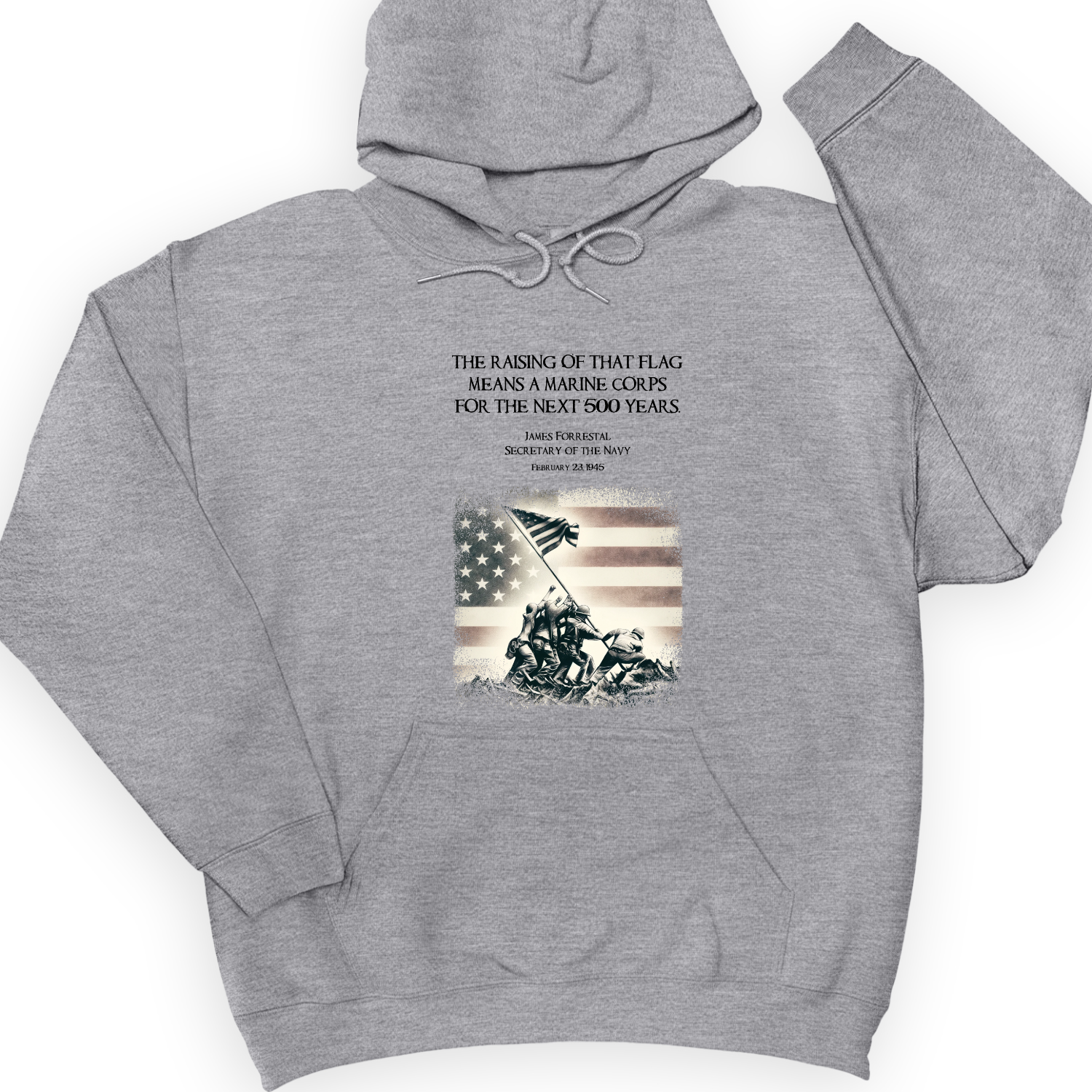 Iwo Jima Flag Hoodie Sport Grey / S
