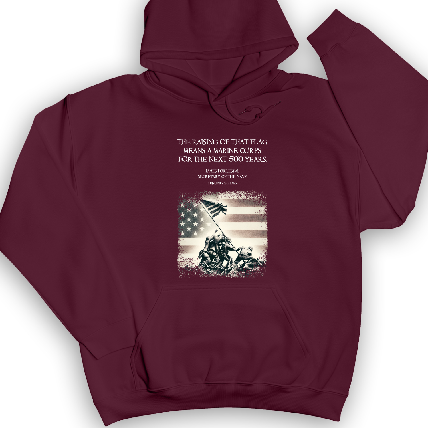 Iwo Jima Flag Hoodie Maroon / S