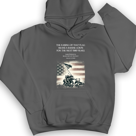 Iwo Jima Flag Hoodie Charcoal / S