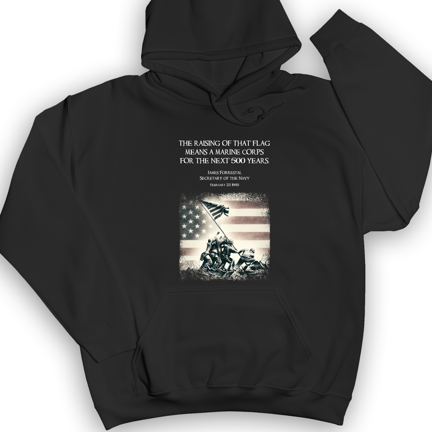 Iwo Jima Flag Hoodie Black / S