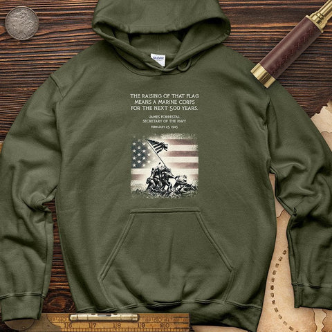 Iwo Jima Flag Hoodie Military Green / S