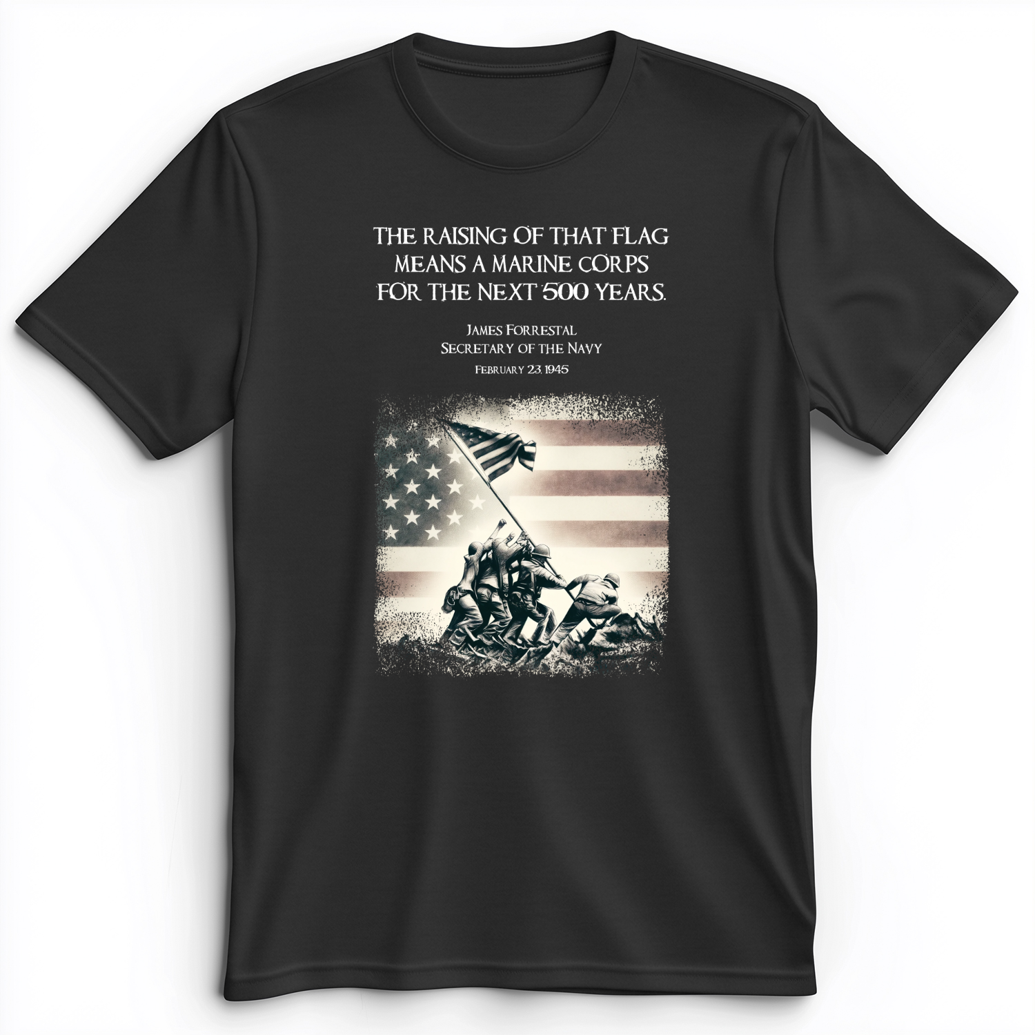 Iwo Jima Flag Premium Tee Dark Grey Heather / S