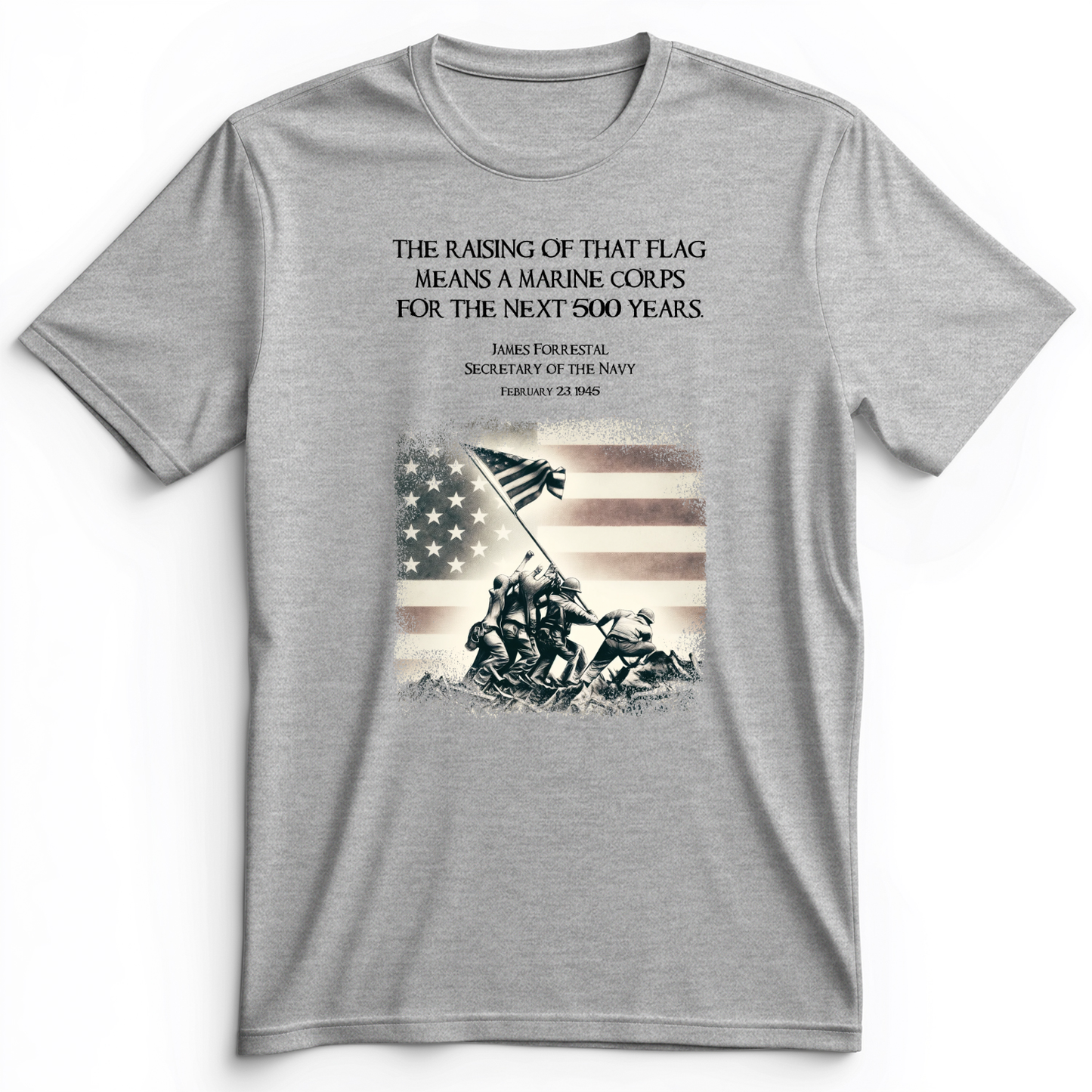 Iwo Jima Flag Premium Tee Athletic Heather / S