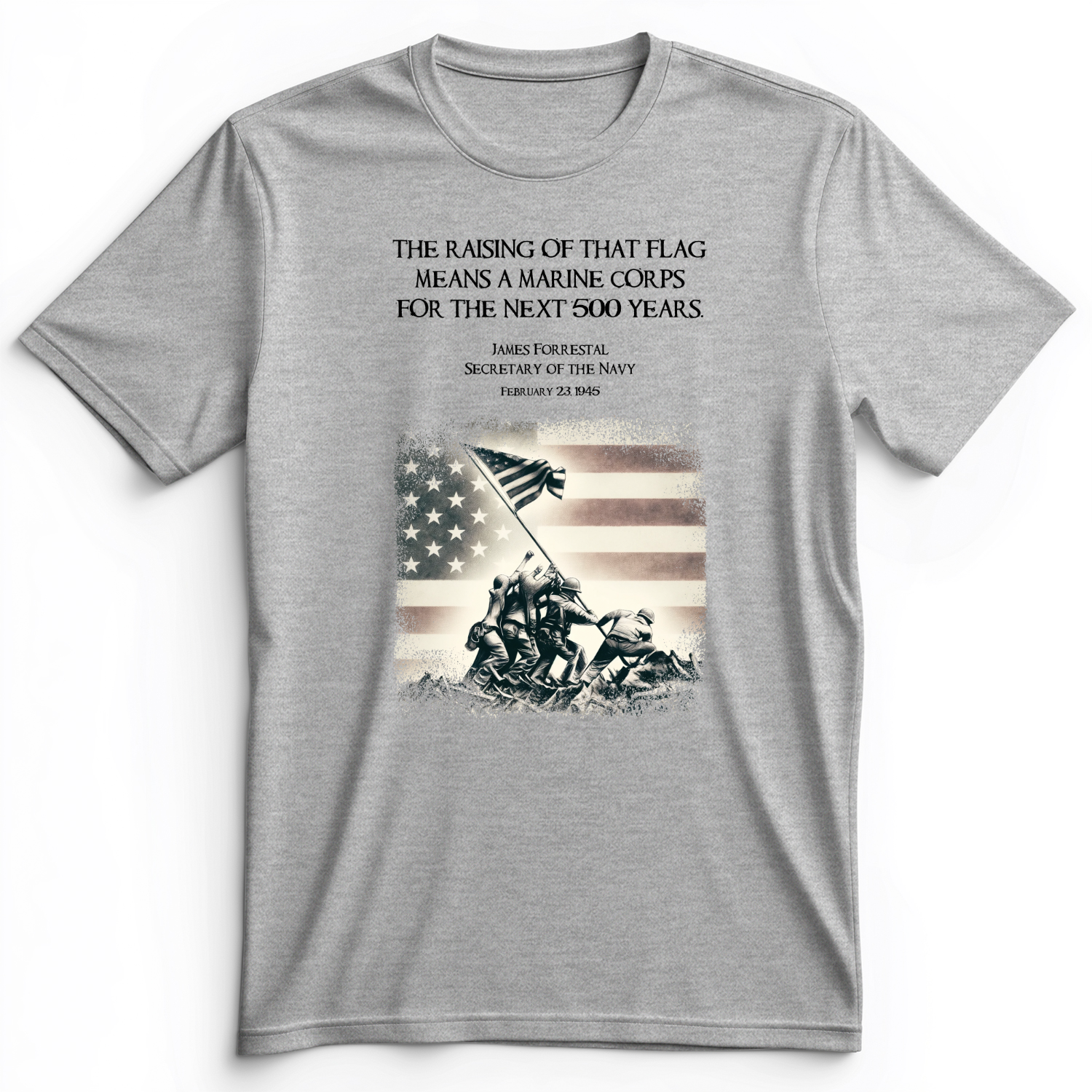 Iwo Jima Flag Premium Tee Athletic Heather / S