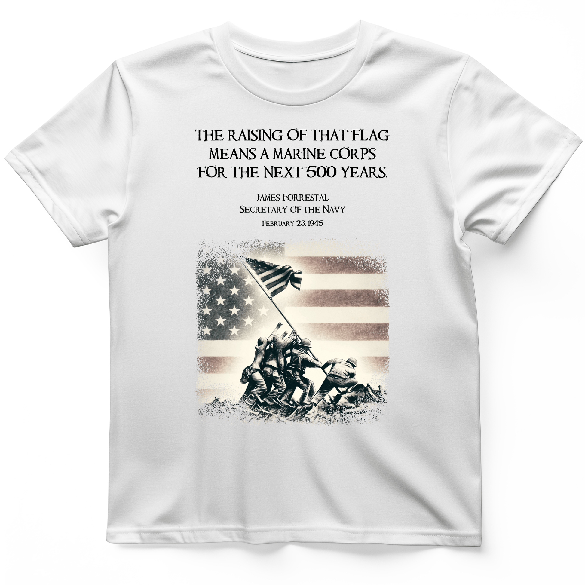 Iwo Jima Flag T-Shirt White / S