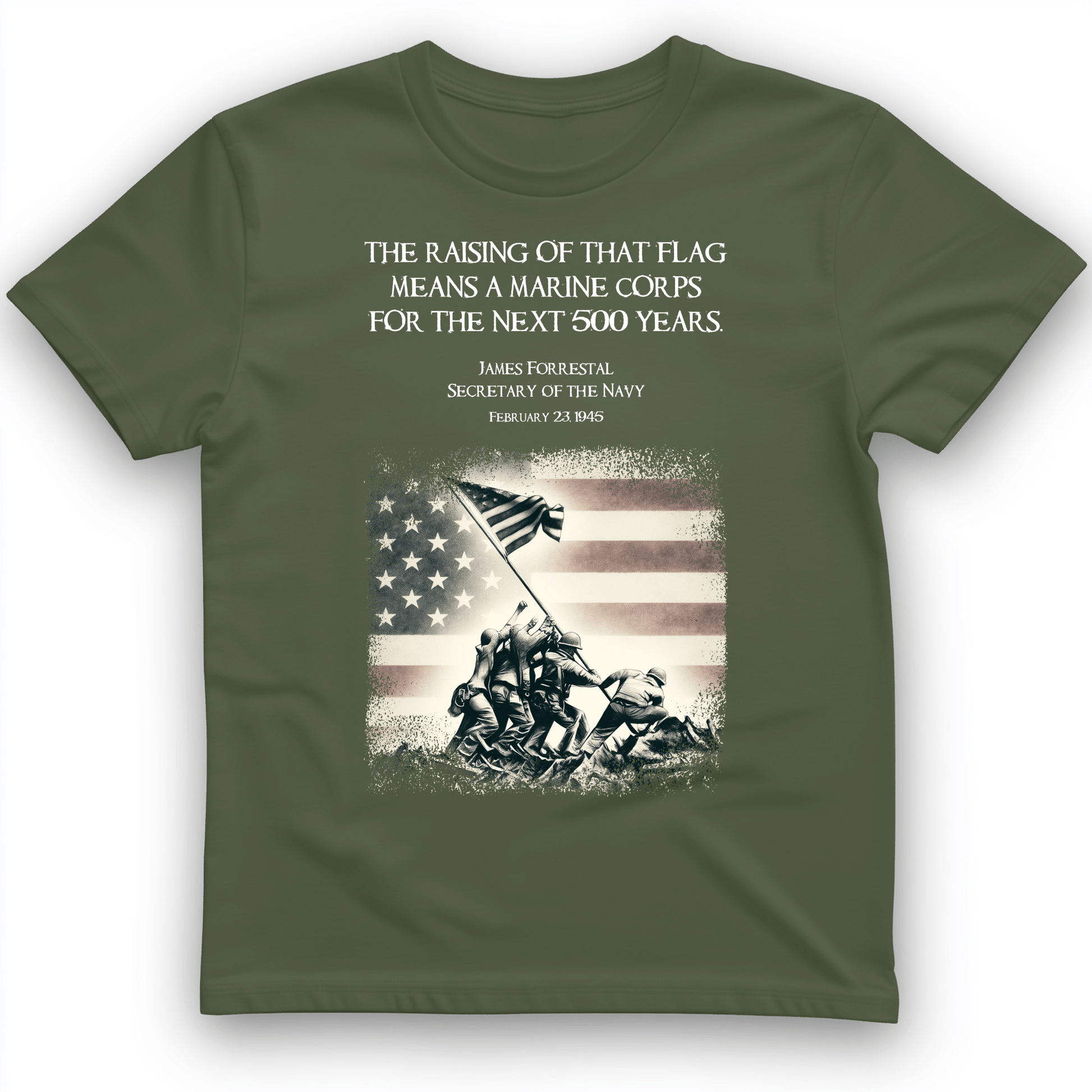 Iwo Jima Flag T-Shirt Military Green / S