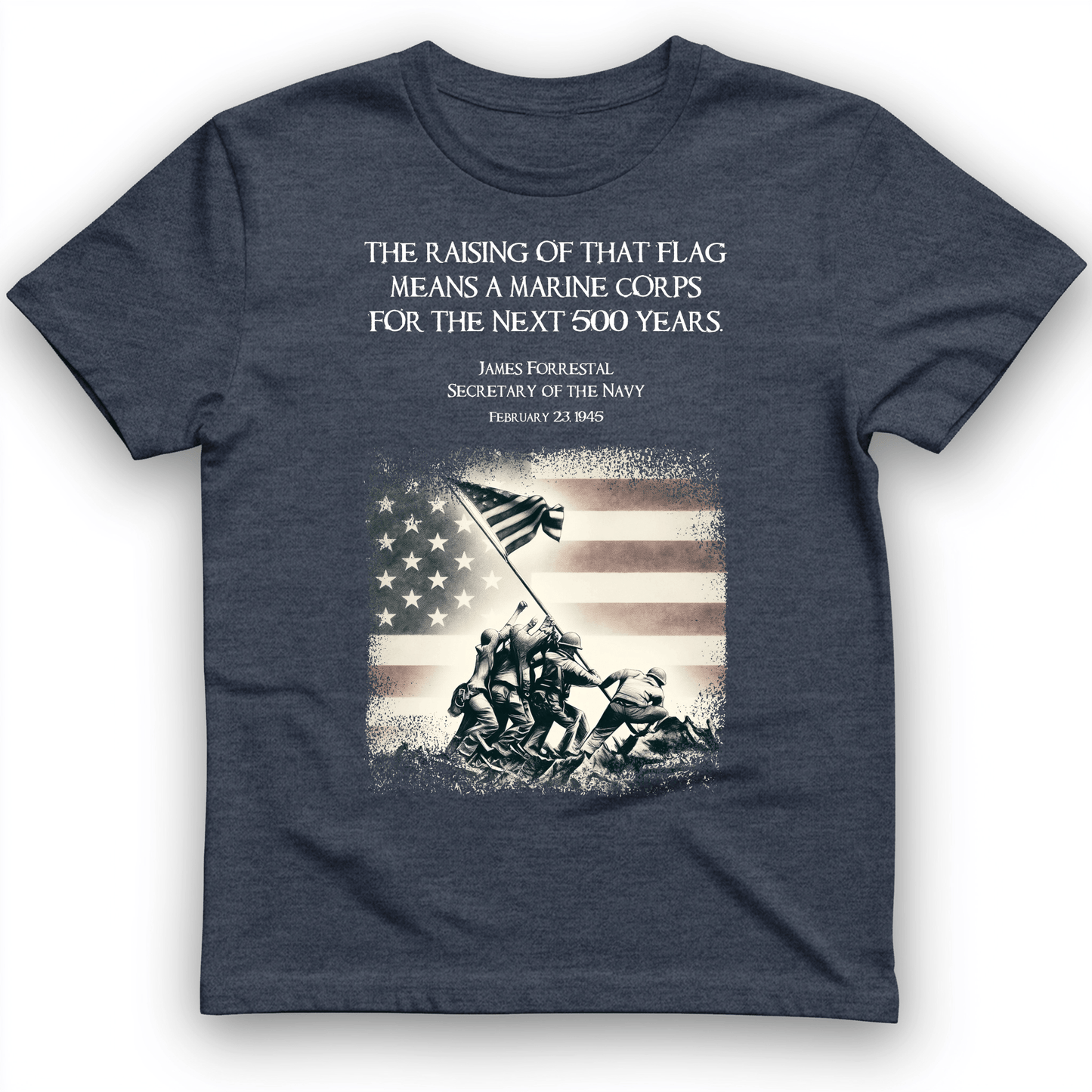 Iwo Jima Flag T-Shirt Heather Navy / S