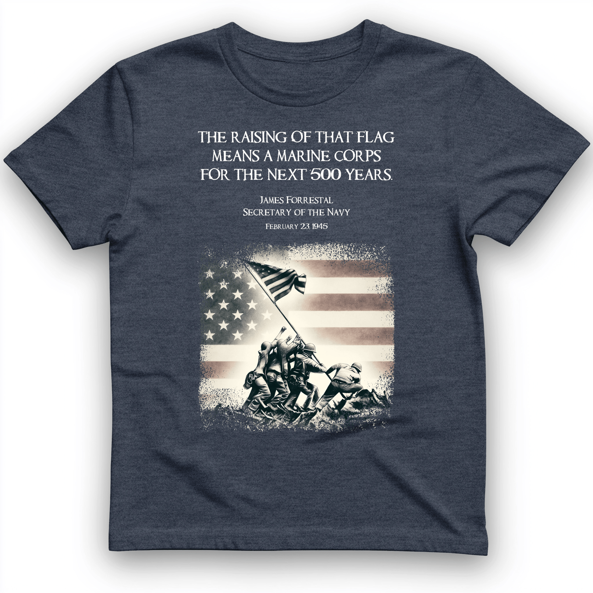 Iwo Jima Flag T-Shirt Heather Navy / S