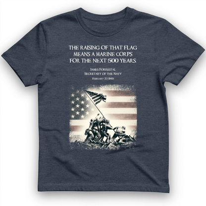 Iwo Jima Flag T-Shirt Heather Navy / S
