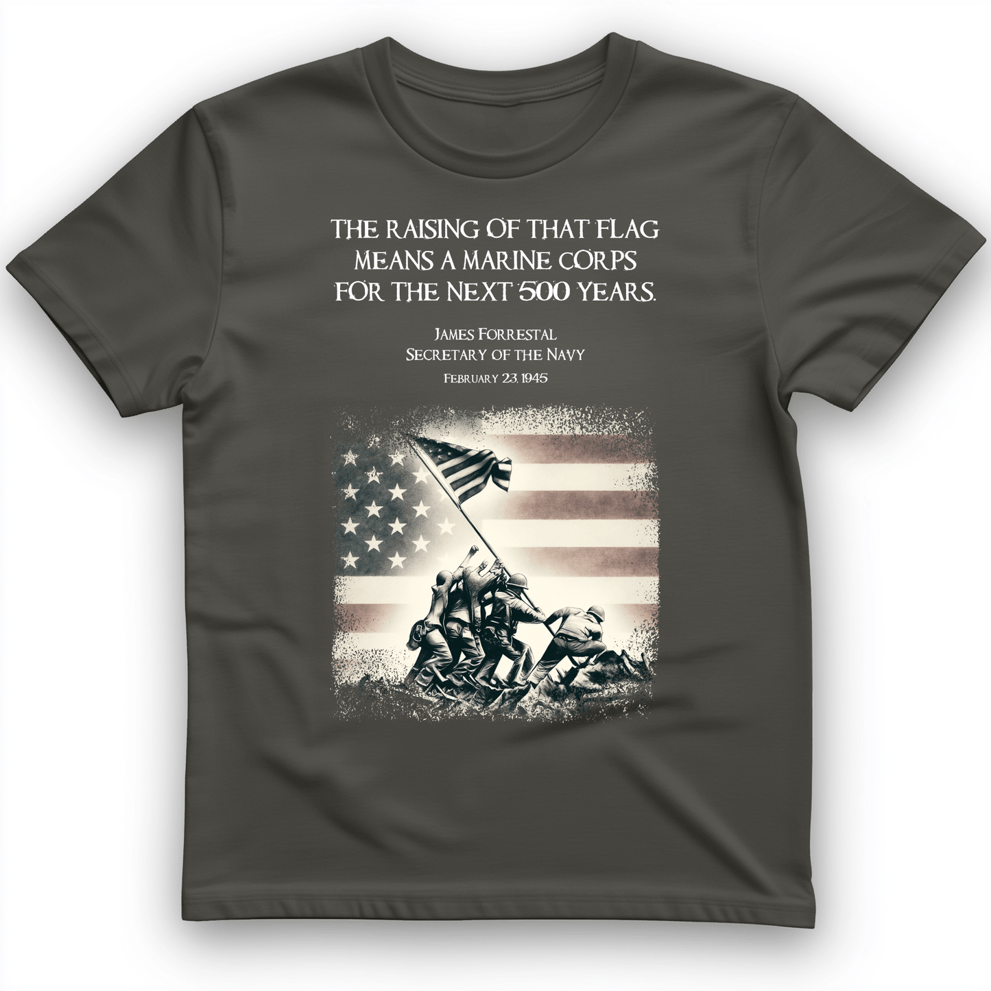 Iwo Jima Flag T-Shirt Charcoal / S