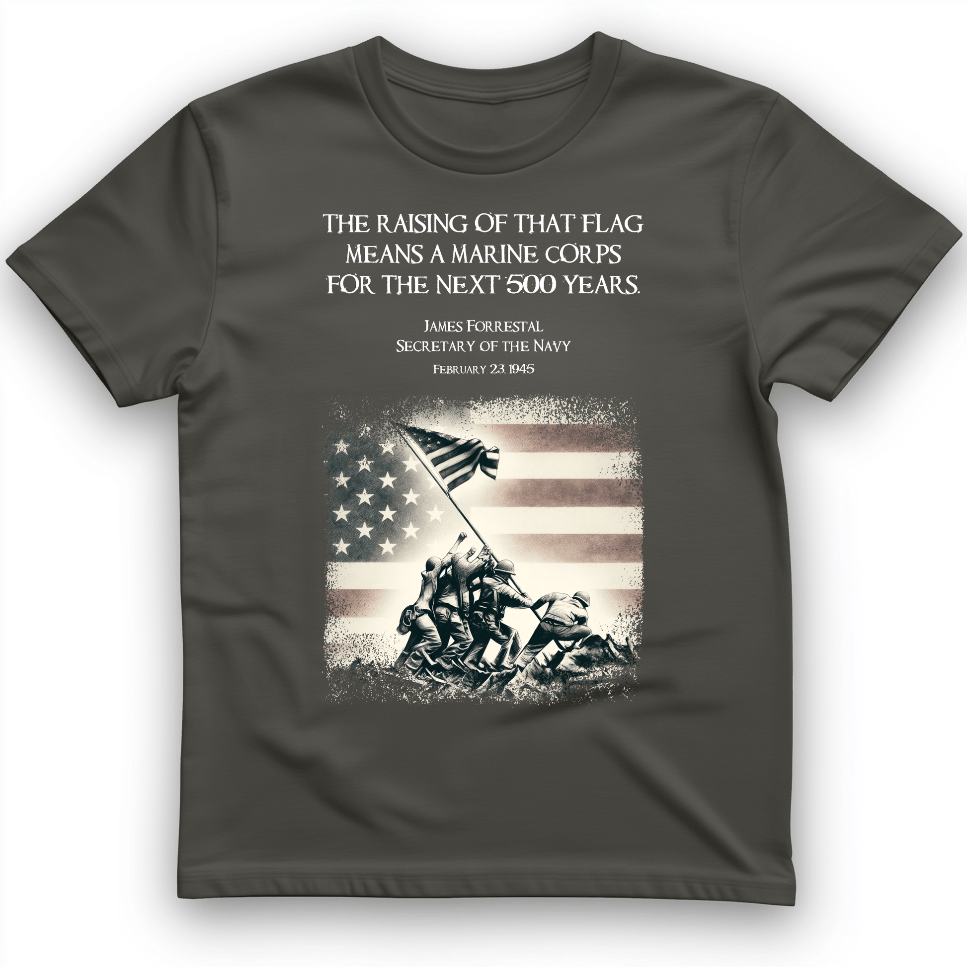 Iwo Jima Flag T-Shirt Charcoal / S
