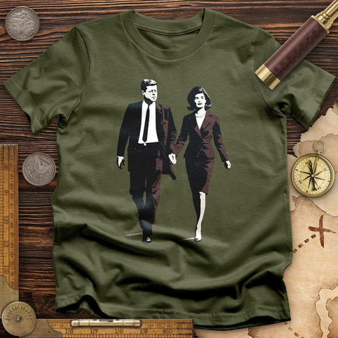 JFK and Jackie T-Shirt Military Green / S