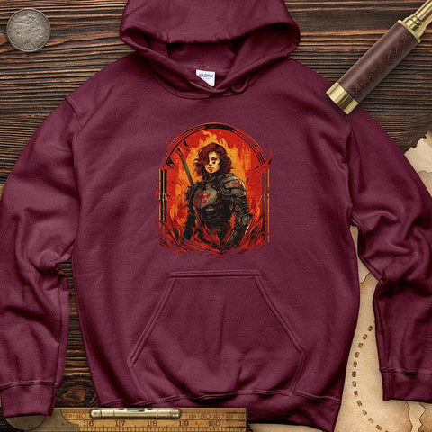 Joan of Ark on Fire Hoodie Maroon / S