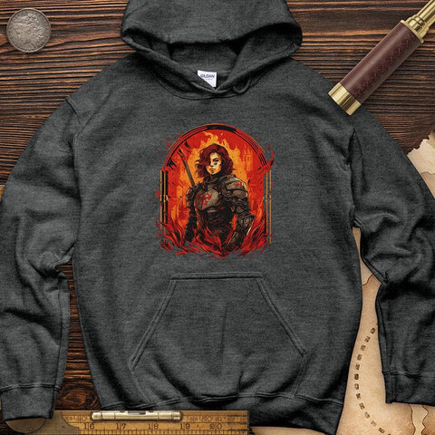 Joan of Ark on Fire Hoodie Dark Heather / S