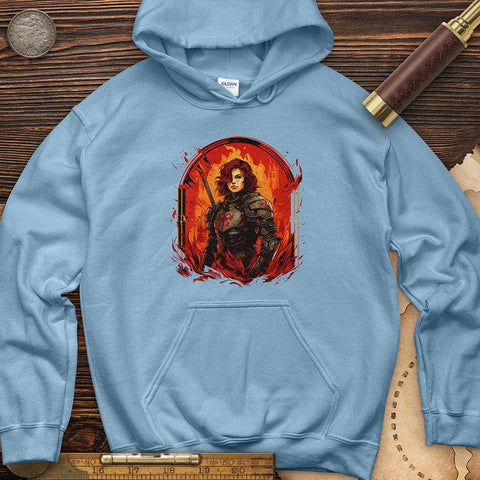 Joan of Ark on Fire Hoodie Light Blue / S