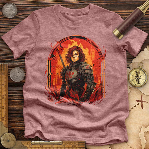 Joan of Ark on Fire Premium Quality Tee Heather Mauve / S