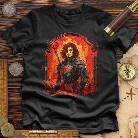 Joan of Ark on Fire Premium Quality Tee Black / S