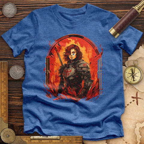 Joan of Ark on Fire Premium Quality Tee Heather True Royal / S