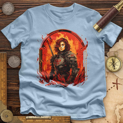 Joan of Ark on Fire Premium Quality Tee Light Blue / S