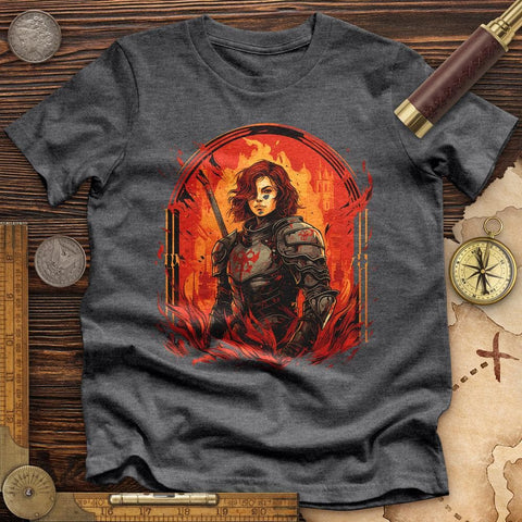 Joan of Ark on Fire Premium Quality Tee Dark Grey Heather / S