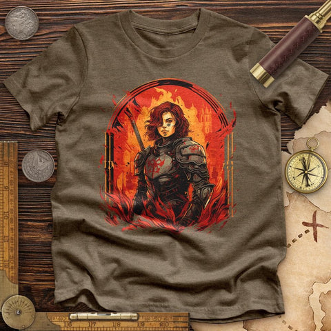 Joan of Ark on Fire Premium Quality Tee Heather Olive / S