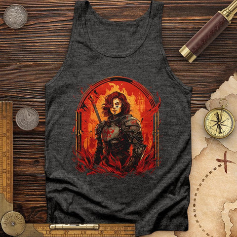 Joan of Ark on Fire Tank Charcoal Black TriBlend / XS