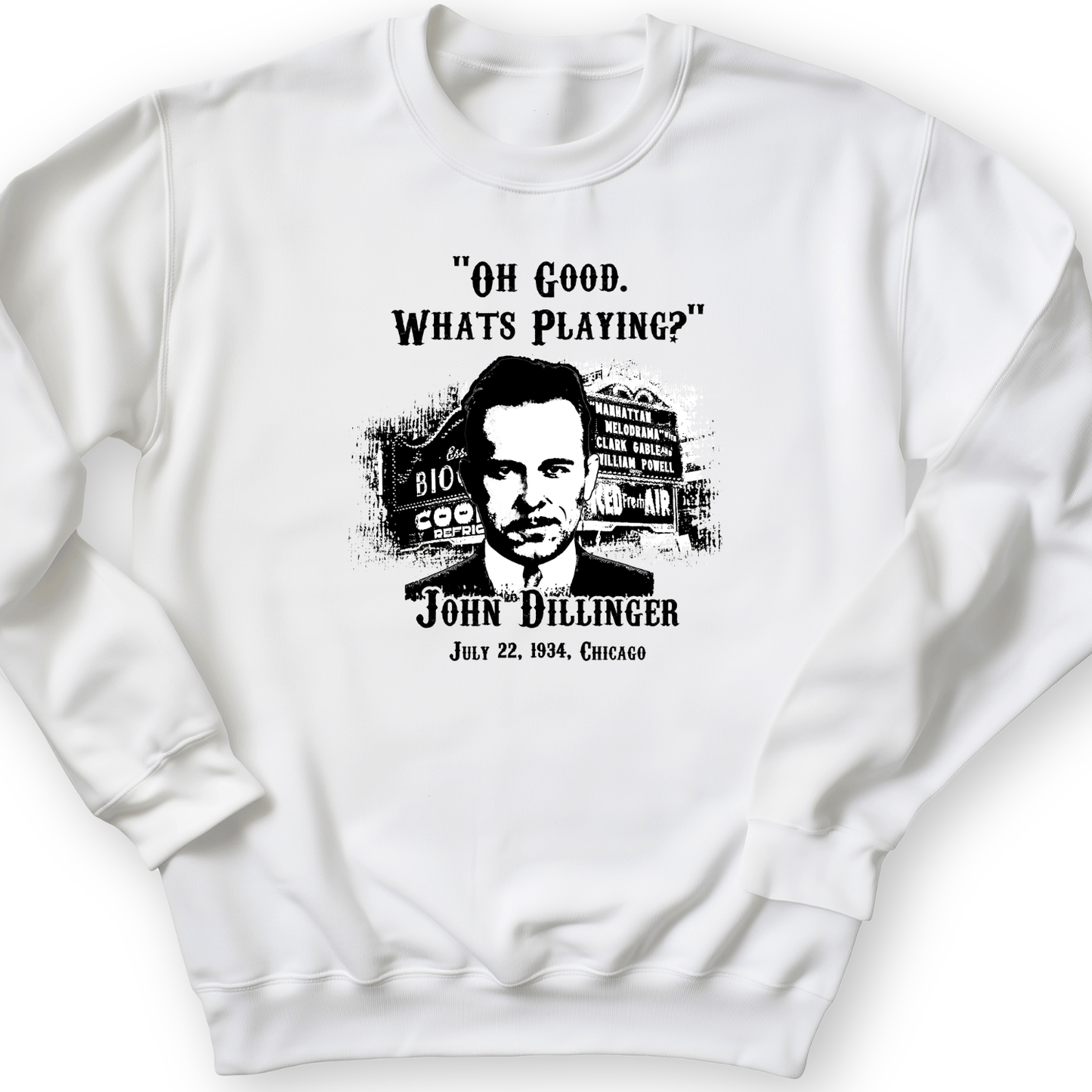 John Dillinger Let's Go To Movies Crewneck White / S