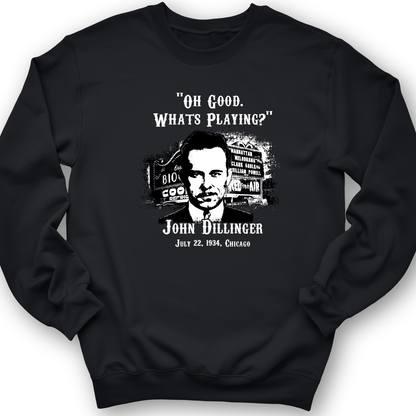 John Dillinger Let's Go To Movies Crewneck Black / S