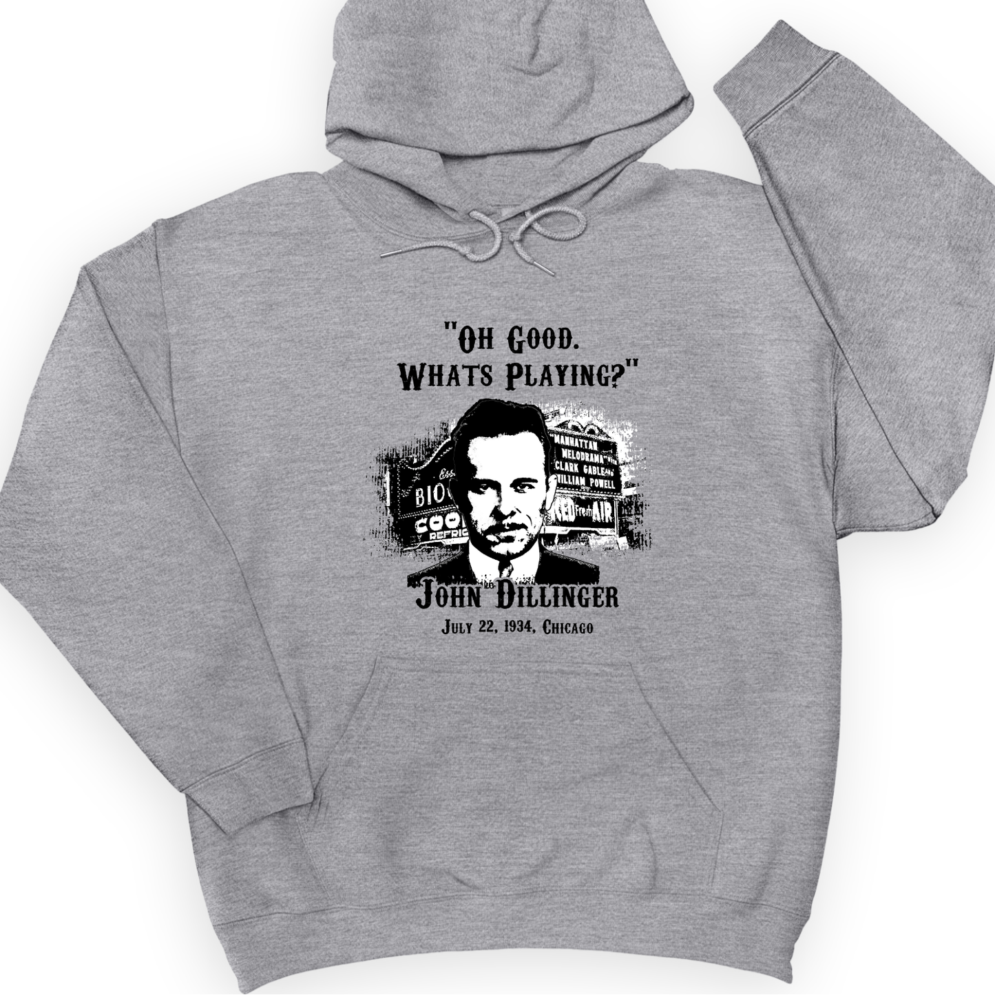 John Dillinger Let's Go To Movies Hoodie Sport Grey / S